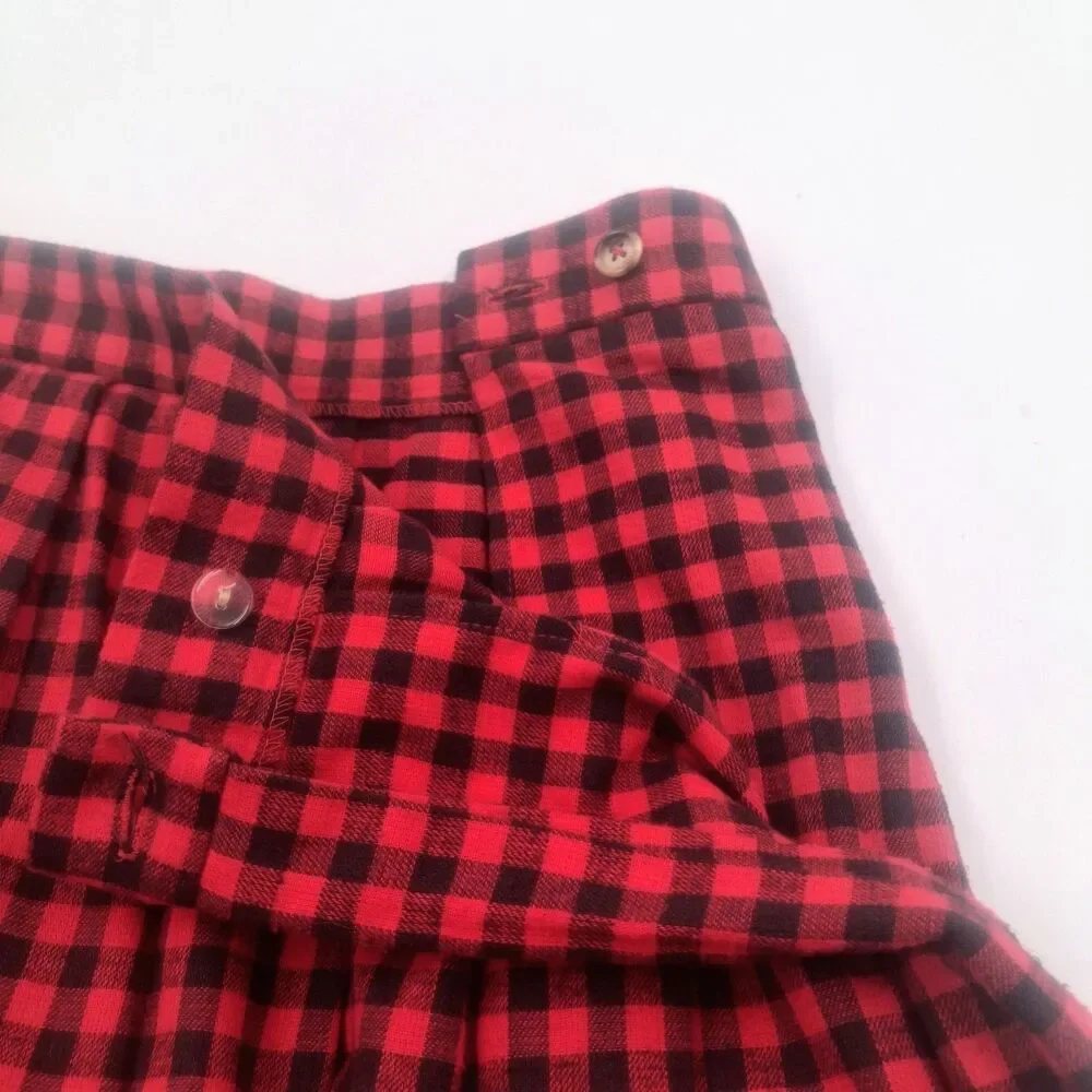 Vintage David Brooks Flannel Skirt Women Size 10 Red & Black Tartan Mixed Print